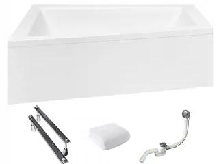 Asymetrická akrylátová vaňa Besco Intima s odtokom v strede, 160 x 90 cm